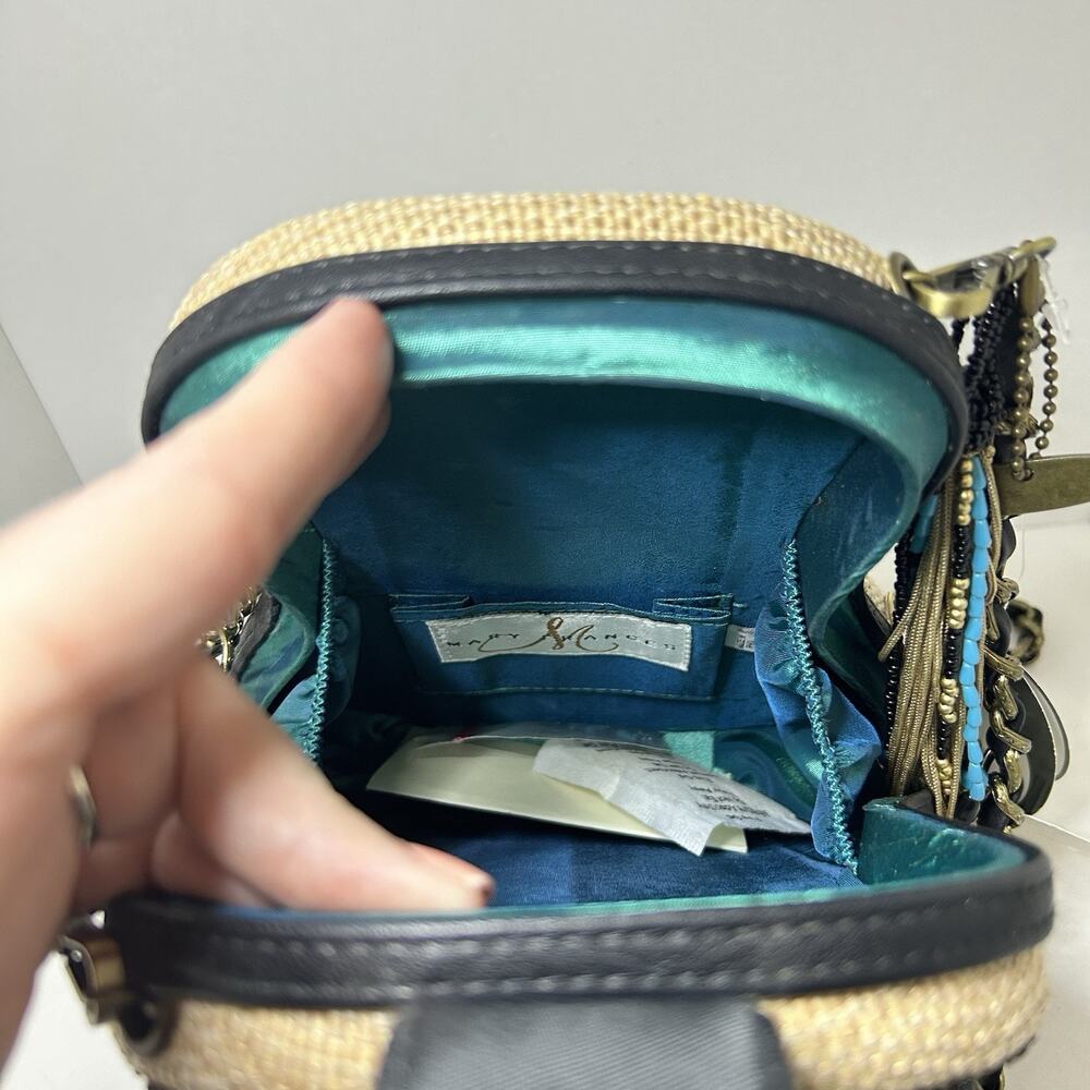 Mary Frances Unplugged Cream Woven and NWT Turquoise Beaded Guitar Bag *RARE - Picture 16 of 16